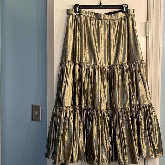 J. Crew Dresses & Skirts - j. crew tiered metallic gold skirt -NWT